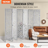 VEVOR Wood Room Divider, 6 Panel Wood Folding Privacy Screen, 66.9 Inches Tall Indoor Carved Partition Divider, Portable Decoration Screen, for Room Separation, Home, Office, Restaurant & Bedroom VEVOR