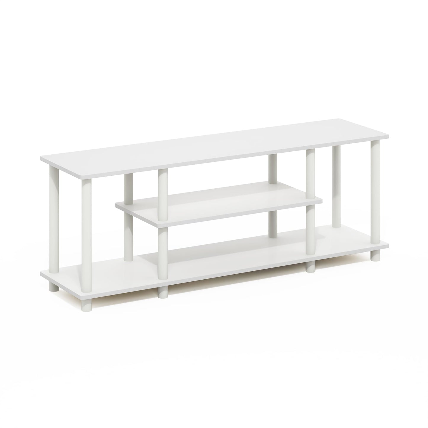 Furinno Turn-N-Tube No Tools 3D 3-Tier Entertainment TV Stands, White/White