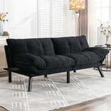 KINFFICT Convertible Futon Sofa Couch Bed, Modern Memory Foam Sleeper Loveseat Sofa with Adjustable Armrests & Backrests, Comfy Love Seat for Living Room, Bedroom, Office, Apartment, Small Space KINFFICT