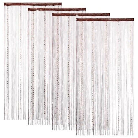 VavoStocks 4 Pack Decorative Beaded Curtains Door String Curtains, Hanging Fringe Room Divider Beads Wall Panel Boho Tassel Screen with 5 Rows Beaded for Doorway Window Wall Closet (39×79in, Coffee) VavoStocks