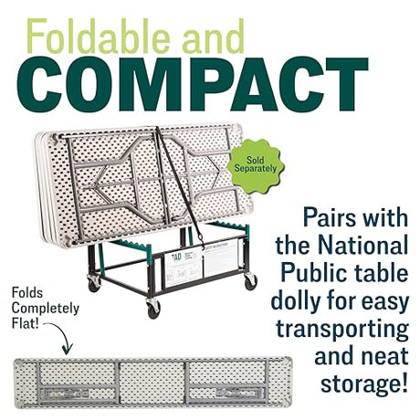 Seminar Folding Table by National Public Seating – 18x96 Portable, Heavy-Duty Foldable Table Indoor/Outdoor Table for Office, Conferences & Training Rooms – Lightweight & Durable, Speckled Gray National Public Seating