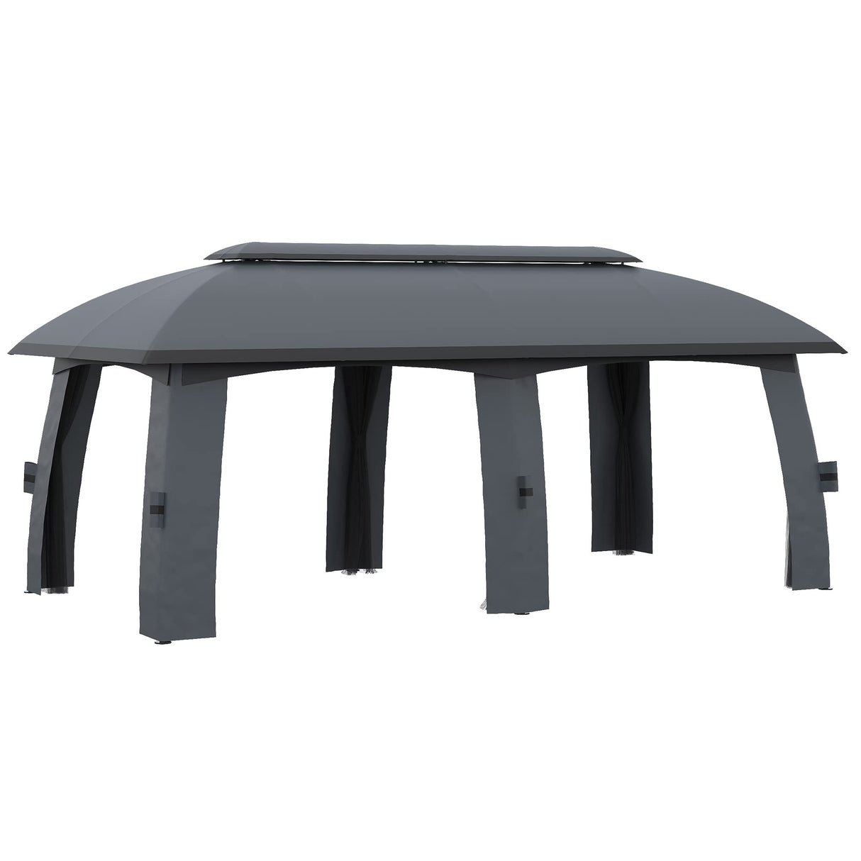 Outsunny 10' x 20' Patio Gazebo, Outdoor Gazebo Canopy Shelter with Netting, Vented Roof, Steel Frame for Garden, Lawn, Backyard, and Deck, Dark Gray Outsunny