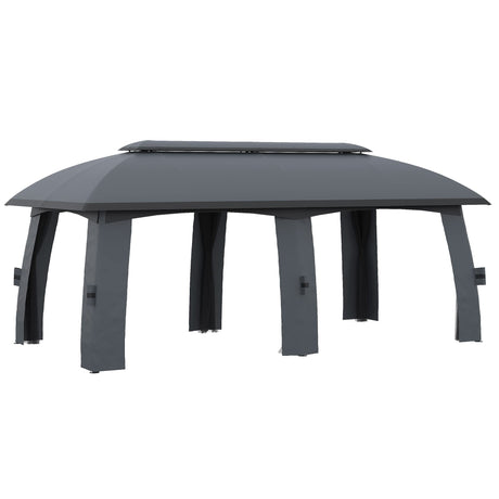 Outsunny 10' x 20' Patio Gazebo, Outdoor Gazebo Canopy Shelter with Netting, Vented Roof, Steel Frame for Garden, Lawn, Backyard, and Deck, Dark Gray Outsunny