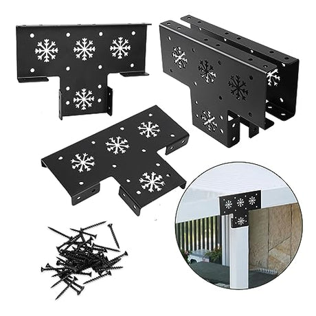 Pergola Kit, 4 Pack Wood Stand DIY Pergola Hardware 6x6 (Actual Size:5.5X5.5 Inch), Heavy Duty High Strength Steel Pergola Corner Brackets Extension 3-Way T Bracket with Screws for Post Gazebo Kit GOOCORREC