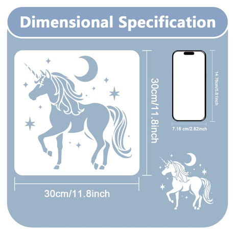 Unicorn Stencil for Painting 11.8 x 11.8 Inch Reusable Plastic Unicorn Template for Painting on Wall Wood Furniture Fabric Canvas, DIY Craft Stencil DOODLREAM