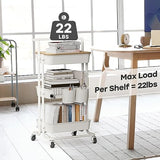 DTK 3 Tier Rolling Utility Cart with Cover Top - Versatile Kitchen and Home Storage Solution in White DTK