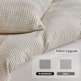 WARMDERN Waffle Weave Duvet Cover King Size, Khaki Textured Duvet Cover Set, Soft and Breathable Comforter Cover, 3 Pieces Microfiber Bedding Set for All Season(Khaki,King) WARMDERN