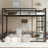 Full Over Full Bunk Bed Frame with Noise Reduced Design, Heavy Buty Floor Bunk Bed with Build in Ladder for Kids, Teens, No Box Spring Needed, Not Include Mattress Bellemave
