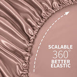 NSGZ Satin Fitted Sheet Full, Single Silky Fitted Sheet Only Soft Deep Pocket Bottom Bed Sheets, Wrinkle Free & Fade Resistant & Breathable Bottom Sheets- Champagne NSGZ