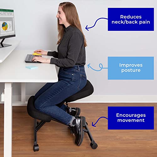 ProErgo Pneumatic Ergonomic Kneeling Chair | Fully Adjustable Mobile Office Seating | Improve Posture to Relieve Neck & Back Pain | Easy Assembly | Use in Home, Office & Classroom Stand Steady