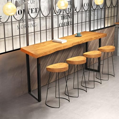 Narrow High Top Bar Table with Metal Legs – Modern Industrial Pub Console for Dining and Bistro ZanyCajole
