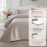 Oversized King Quilt Set 112"x106" – Soft Washed 3-Layer Lightweight California King Bedspread, Minimalist Nordic Design, All-Season Spring & Summer Quilt Set (1 Quilt + 2 Pillow Shams),Light Taupe KASENTEX