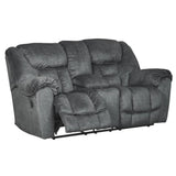 Signature Design by Ashley Capehorn Oversized Manual Pull Tab Reclining Loveseat with Center Console, Dark Gray Signature Design by Ashley