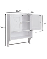 Kavonty Over The Toilet Storage Cabinet,Farmhouse Medicine Cabinet with 2 Door and Adjustable Shelves,21.65 x 7.1 x 27.6 Inches, Bathroom, White Kavonty