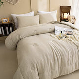 Merryword 100% Linen Comforter Set Queen Natural French Flax Linen Bedding Comforter Set Soft Breathable Moisture Wicking Comfy Bedding 3 Pieces Merryword