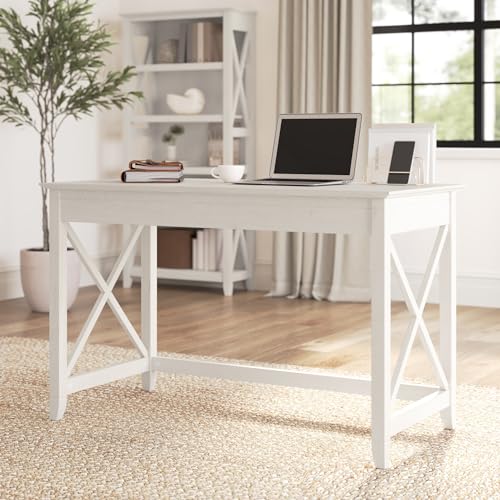 Bush Furniture Key West Writing Table for Home Office | Small Modern Farmhouse Desk, 48W, Linen White Oak Bush Business Furniture