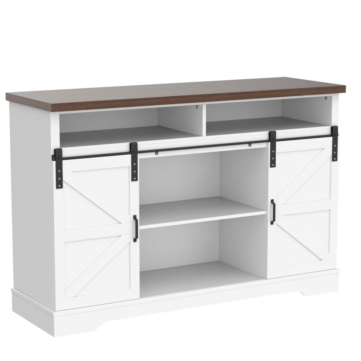 PHI VILLA Farmhouse Coffee Bar Cabinet - Sliding Barn Door Kitchen Sideboard Buffet Storage Cabinet PHI VILLA