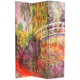 Red Lantern 6 ft. Tall Double Sided Works of Monet Canvas Room Divider 3 Panel Freestanding Folding Privacy Screen Partition and Separator for Modern and Contemporary Bedroom Home Office Studio Dorm Red Lantern