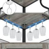 GAOMON Corner Wine Bar Rack Cabinet with Detachable Wine Rack, Bar Cabinet with Glass Holder, Small Sideboard and Buffet Cabinet with Mesh Door (Grey) GAOMON