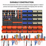 52PCS Wall Mounted Storage Bins Garage Storage Drawers with 4PCS Wall Mounting Peg Boards Workshop Parts Rack Container Tool Organizer Easy Access Compartments for Hardware Crafts Office Supplies RELIANCER