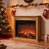 Innoflame 28" Electric Fireplace with Mantel, Freestanding Electric Fireplace w/Realistic Flame & Logs, Remote Control, Timer, Adjustable 4 Flame Brightness, Indoor Fireplace for Living Room, 1400W Innoflame