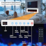 Dreamflame 50" Electric Fireplace, Recessed & Wall Mounted Fireplace Heater 13 * 13 Colors Flame &Fuel Bed w/5 Dimmer, Touchscreen &Remote Control Temp, Overheating Protect, Hardwired, 1500W, White Dreamflame