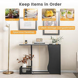 Giantex 43.5" Console Table for Entryway - Modern Entry Table with Faux Marble Top, 2 Mesh Storage Compartments, Metal Frame, Foyer Table, Narrow Sofa Table for Living Room, Hallway, White + Black Giantex