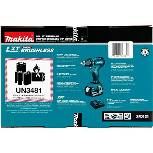 Makita XFD131 18V LXT® Lithium-Ion Brushless Cordless 1/2" Driver-Drill Kit (3.0Ah) - WoodArtSupply