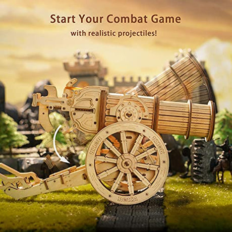 ROKR 3D Wooden Puzzles Model Building Kits Cannon Toys - DIY Wooden Catapult Toys for Kids STEM Educational Projects for Boys/Girls/Adults ROKR