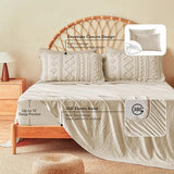 MR&HM Tufted Boho Comforter Set King Size, Linen Farmhouse Bedding Set, Bed in a Bag Set 7 Pieces with 1 Comforter, 2 Pillow Shams, 2 Pillowcases, 1 Flat Sheet, 1 Fitted Sheet for All Seasons MR&HM