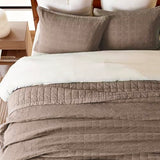 EVERGRACEHOME Stonewashed Cotton Quilt Set King Size, Ultra Soft Oversized Bedspread Coverlet Set, Lightweight Crinkle Box Stitch Bedding Sets for All Season, with 2 Shams, Mocha Brown EVERGRACEHOME