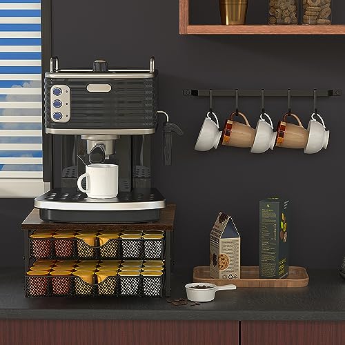 Coffee Pod Drawer Holder Capsule Storage Organizer 2 Tier Coffee Pods Holder With Sliding Baskets for 72 Capacity K Pod, Suit for Home Office Cafe Counter (Black) BTY