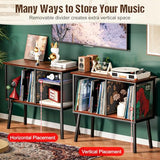 Record Player Stand with Adjustable Divider Vinyl Storage Holder Up to 200 Albums Mid-Century Large Record Player Table Vinyl Holder Turntable Stand End Table for Bedroom & Living Room, Patent Pending Simple Serenity