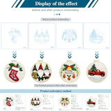 Zhenqing Christmas Embroidery Kit for Beginners - 4 Piece 29x29cm Round Hoop Art with Pre-Printed Cotton Fabric, Embroidery Hoop, Threads & Tools (Merry Christmas, Stocking, Truck, Gnomes)