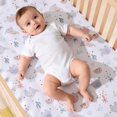 Haleeone 3 Piece Baby Crib Bedding Set – Includes Soft Crib Fitted Sheet, Comforter and Skirt, Crib Nursery Bed Set Decor for Baby Boy and Girl - Elephant Haleeone