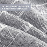 Andency King Size Quilt Set Grey, 3 Pieces Boho Lightweight Soft Striped Bedspread for All Season (106"x96"), Gray Printed Bohemian Microfiber Reversible Coverlet Comforter Sets