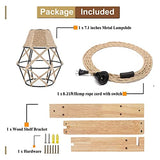Frideko Wall Lamp with Plug in Cord - Plug in Wall Sconces, Farmhouse Hanging Lamps That Plug into Wall Outlet, Rustic Wall Mount Lamp with Wood Shelf Bracket & Switch Cord for Living Room, Bedroom FRIDEKO HOME