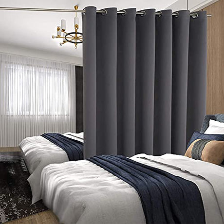 BGment Room Divider Curtain 84 Inch Length - Extra Wide Blackout Curtain for Sliding Glass Door Thermal Insulated Grommet Patio Door Curtain, 1 Panel, Dark Grey, 100 x 84 Inch BGment