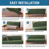 H.VERSAILTEX Armless Futon Cover Stretch Sofa Bed Slipcover Protector Elastic Feature Rich Textured High Spandex Small Checks Jacquard Fabric Futon Cover, Machine Washable, Bronze Green H.VERSAILTEX