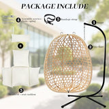 EortheX Hanging Egg Chair with Cushions – Comfortable Rattan Swing Chair with Stand for Patio, Garden, or Balcony – Stylish and Relaxing Outdoor Lounge Chair, 350LBS Capacity Indoor Outdoor (Beige) EortheX outdoor fancy