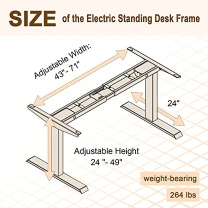 AITERMINAL Electric Standing Desk Frame Dual Motor Height Adjustable Desk Motorized Stand Up Desk-Black(Frame Only) - WoodArtSupply