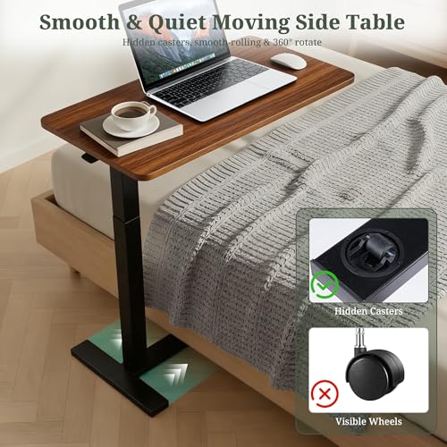 Mobile Standing Desk, Adjustable Height Desk with Hidden Casters, Portable Laptop Computer Table with Rolling Wheels, for Sit Stand Workstation, Compact and Sturdy for Home, Office, Dorm, Brown SageNest