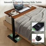Mobile Standing Desk, Adjustable Height Desk with Hidden Casters, Portable Laptop Computer Table with Rolling Wheels, for Sit Stand Workstation, Compact and Sturdy for Home, Office, Dorm, Brown SageNest