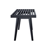 Plank+Beam Entryway Bench, Wooden End of Bed Bench for Bedroom, Mid-Century Modern Square Bench for Hallway, Living Room, Indoor, Porch, 41.25", Black Plank+Beam