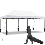 EROMMY 10' x 20' Pop Up Canopy Tent, Commercial Instant Canopy with Roller Bag, 6 Sand Bags, Outdoor Canopies for Festival, Event, White EROMMY