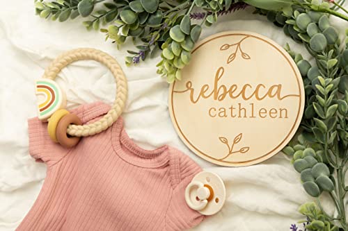 Baby Announcement Sign, Hospital Sign, Gender Reveal Baby Photo Props, Wooden Name Sign, Baby Shower Gift, Birth Stat, Laser Birth Engraved Round WoodArtSupply