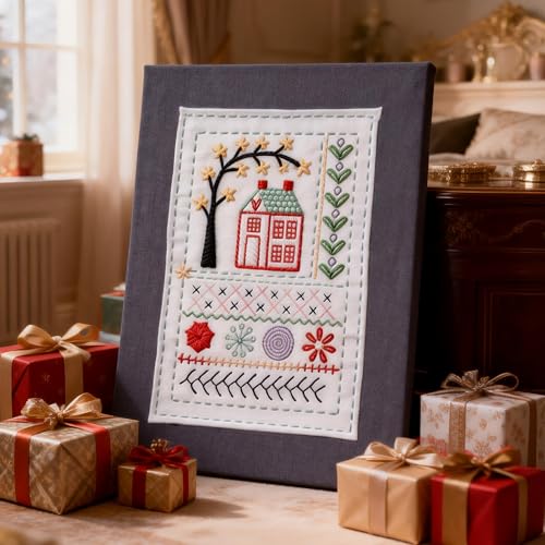 Udihch Embroidery Stitch Book Kit for Beginners, Embroidery Kit Set with 6-Inch Hoops, Portable Sewing Kit (86 Pcs), Includes Embroidery Thread and Needle Accessories, The Stitch Book, 2026 New DIY