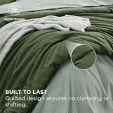 Bedsure Queen Comforter Set - 7 Pieces Olive Green Queen Bedding Set for All Seasons, Boho Contrasting Design Bed in a Bag with Comforter, Sheets, Pillowcases & Shams Bedsure