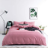 SUSYBAO Red Gingham Duvet Cover King 100% Washed Cotton 3 Pcs Set 1 Farmhouse Plaid Duvet Cover with Zipper Ties 2 Pillowcases Vintage Grid Bedding Set Soft Breathable SUSYBAO
