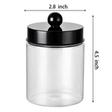 Komashr 3PC Farmhouse Decor Qtip Holder Apothecary Jars Bathroom Vanity Storage Organizer -Countertop Canister Container &Cute Stickers for Cotton Swab, Ball,Pad,Floss ,Paper Clips (Black，Plastic) Komashr
